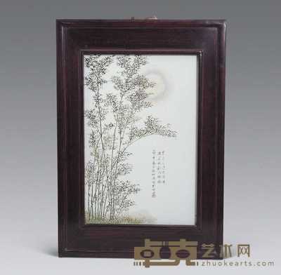 民国 徐仲南粉彩春竹图瓷板 38×25cm